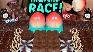 ASMR LEFTOVER DESSERT RACE MINI KITKAT ICE CREAM BUBBLY CHOCOLATE PEACH ICE CREAM FERRERO 먹방 [upl. by Auhel858]