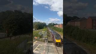 Train at Spondon LEVEL CROSSING gates drop for a Meridian [upl. by Harbour]