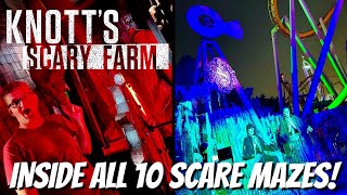 Knotts SCARY Farm 2024  INSIDE ALL 10 Scare Mazes [upl. by Elacsap]