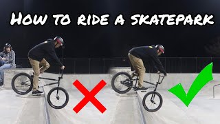 HOW TO RIDE A SKATEPARK FOR BEGINNERS [upl. by Surazal]