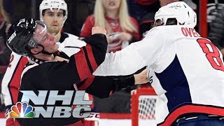 Capitals Alex Ovechkin knocks out Hurricanes Andrei Svechnikov in Game 3  NBC Sports [upl. by Auberbach]