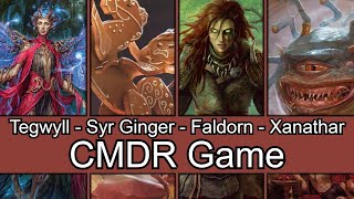 Tegwyll vs Syr Ginger vs Faldorn vs Xanathar EDH  CMDR game play for Magic The Gathering [upl. by Eelrahs]