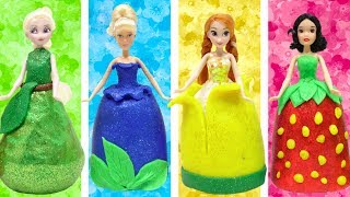 アナと雪の女王 ディズニープリンセス フルーツドレスに変身❤ねんどの手作り衣装 エルサとアナ白雪姫 シンデレラ✨ 人形 アニメ [upl. by Nicholson659]