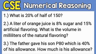 Numerical Reasoning for Civil Service Exam PERCENTAGE [upl. by Enilorac]