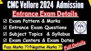 CMC Vellore Entrance Exam 2024CMC Vellore BSc Nursing Entrance ExamCMC Paramedical Admission 2024 [upl. by Herta]