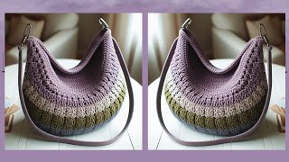 VERY CUTE CROCHET HOBO BAG WITH LILAC amp OLIVE COLOR COMBINATION  Crochet Ideas [upl. by Havener821]