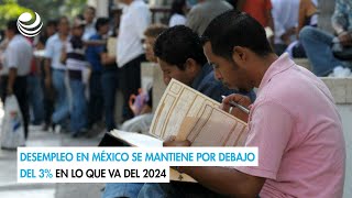 Desempleo en México se mantiene por debajo del 3 en lo que va del 2024 [upl. by Nomolos]