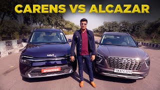 Kia Carens Vs Hyundai Alcazar  Comparison in Hindi  The Kranti Sambhav Review  Times Drive [upl. by Roberto681]