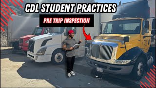 Trucking School Student Practices The Pre Trip Inspection CDL SCHOOL VLOG [upl. by Pinette]