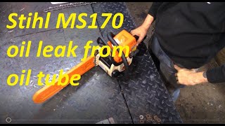 Stihl MS170 MS180 Chainsaw oil leak repair [upl. by Theall]