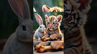 Cute rabbit save the Tiger child life ytshorts shortfeed [upl. by Enyleve]