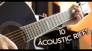 10 ACOUSTIC Guitar Riffs For BEGINNERS wTabs [upl. by Bonns789]