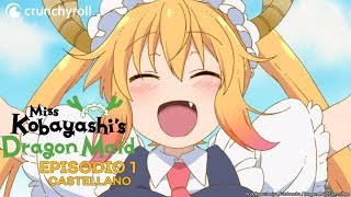 Miss Kobayashis Dragon Maid  Ep 1 ¡Tohru la sirvienta más fuerte de la historia en castellano [upl. by Iram90]