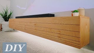 How To Build a Floating Media Console w Undermount LEDs  DIY Woodworking [upl. by Sevein]