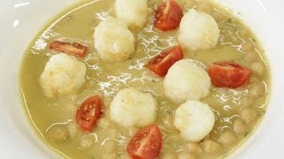 Zuppetta di ceci polpette di baccalà pomodorini e crostoncini croccanti  Videoricetta [upl. by Tybie]