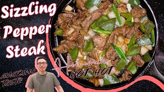 Homemade Sizzling Pepper Steak Recipe  Easy and Delicious 家庭版黑椒铁板牛柳简单好吃） [upl. by Tray43]