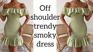 How to make an offshoulder smoky dress… simple tutorial video [upl. by Damahom265]