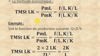 Microéconomie S2 partie 6 quot le taux marginal de substitution technique TMSt quot [upl. by Yelekalb]