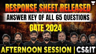 GATE 2024 CSIT Response sheet released Answer Key of all 65 Questions [upl. by Tatia43]