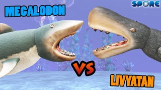 Megalodon vs Livyatan  Prehistoric Beast Battle S3E14  SPORE [upl. by Aerised697]