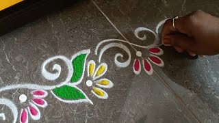 Easy border rangoli designs for festivals  Friday rangoli  Door rangoli  Margashira masam muggulu [upl. by Olney]