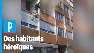 Incendie à Montereau  des jeunes escaladent limmeuble pour sauver des habitants [upl. by Marlo]