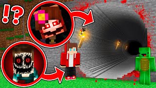 Mikey and JJ Found Longest Scary Jenny Dweller amp Corrupted Mimic Tunnel at Night in Minecraft Maizen [upl. by Anaihr101]