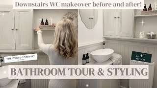 BATHROOM TOUR AND STYLING Downstairs cloakroom WC makeover before and after Neptune White company [upl. by Ellenoj]