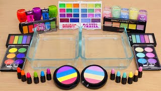 Rainbow Neon vs Pastel  Mixing Makeup Eyeshadow Into Slime ASMR  Satisfying Slime Video [upl. by Buine]