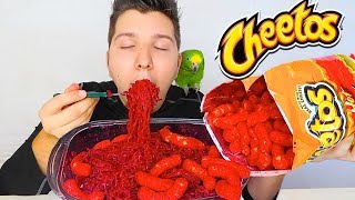 BIG BITES Flamin Hot SPICY CHEETOS Cheesy Puffs Instant Ramen Noodles SOFT SPOKEN • MUKBANG [upl. by Montfort]