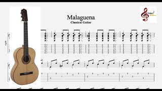 MALAGUENA  Ernesto Lecuona  GUITAR NOTES and TABS [upl. by Anatnahs]