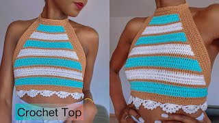 Crochet Easy Halter Top [upl. by Nelhsa931]