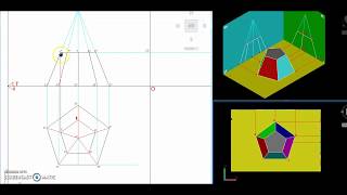 II  Tav 17  Proiezione Ortogonale di un tronco di piramide a base pentagonale [upl. by Gabie]