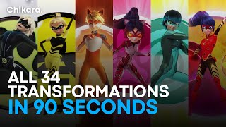 ALL TRANSFORMATION sequences from MIRACULOUS LADYBUG  FANMADE  Season 1 to Season 4 [upl. by Haiel932]