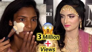 Incredible makeup transformation 💄 How to do fair makeup on dark skin  full coverage foundation [upl. by Pelaga]