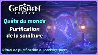 Quête  Purification de la souillure Rituel de purification du cerisier sacré  Genshin Impact [upl. by Nissa]