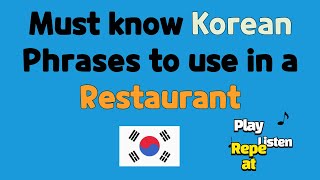 100 must know Korean phrases to use in restaurant Learn Korean in 10 minutes today [upl. by Seavir]