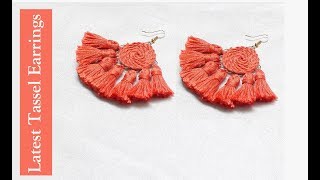 Tassel earringsHow to make tassel earrings at homeDIYTutorialCreationampyou [upl. by Fine]