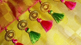 Kuchu design on saree  2 How to make saree kuchu [upl. by Knarf]