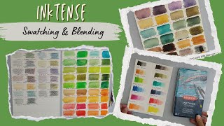 Inktense Swatching Blending 12 colours to make a whole new colour palette Derwent Inktense [upl. by Foster]