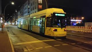 Night view of a Berlin tramway passing through Dörpfeldstrasse in Adlershof [upl. by Atinor]