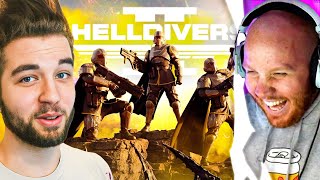 TIM REACTS TO HELL DIVERS 2 GAMEPLAY [upl. by Camarata]