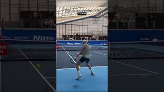 Jannik Sinner hitting backhands cross court Practice ATP Finals tennis [upl. by Ahsyle]