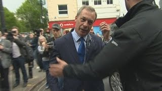 Nigel Farage hit by an egg in Nottingham [upl. by Peterec397]