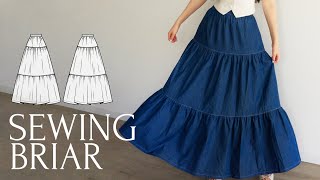 DIY Easy Maxi Tiered Ruffle Skirt  Sewing Pattern [upl. by Atiniuq]