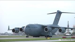 MILITARY PLANE C17 Takes Off From Very Small Airport [upl. by Petunia]