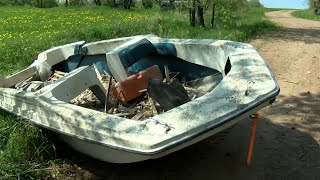 Marathon Co farm dealing with abandoned boats left on property [upl. by Abehshtab]