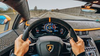 POV Lamborghini Aventador Ultimae Roadster by Novitec on German Autobahn [upl. by Fortunio]