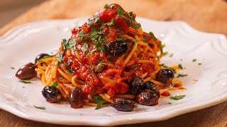 Authentic Italian Puttanesca Spaghetti [upl. by Avika]