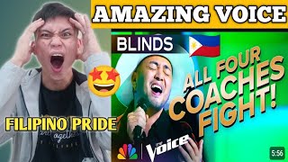 Sofronio Vasquezs Dazzling Voice Gets an INSTANT FourChair Turn  The Voice Blind Auditions REACTS [upl. by Wolfgram3]